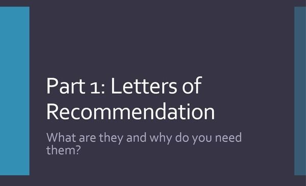 Part one letters of recommendation