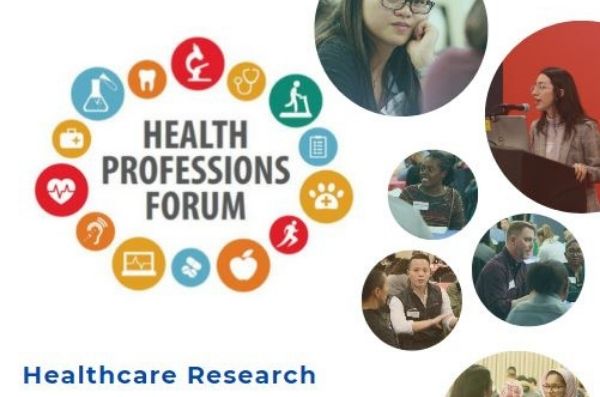 health professions forum logo with photos of students and words healthcare research