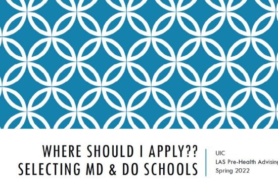 title slide of presentation with the title where should I apply? selecting MD and DO schools
