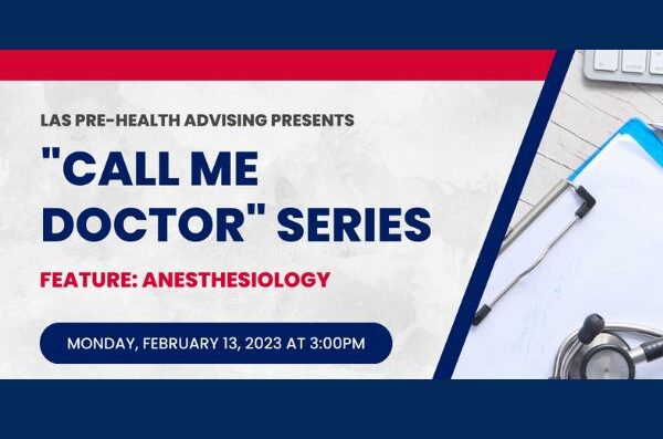 picture of a stethoscope and the title UIC pre-health advising presents call me doctor series featuring anesthesiology