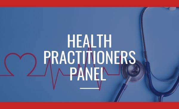 word health practitioners panel overlaid a blue background with a stethoscope and heartbeat pattern.