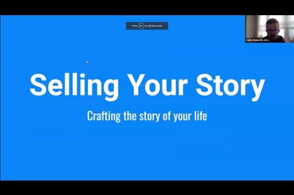 title slide of the presentation with the words 'Selling your Story: crafting the story of your life